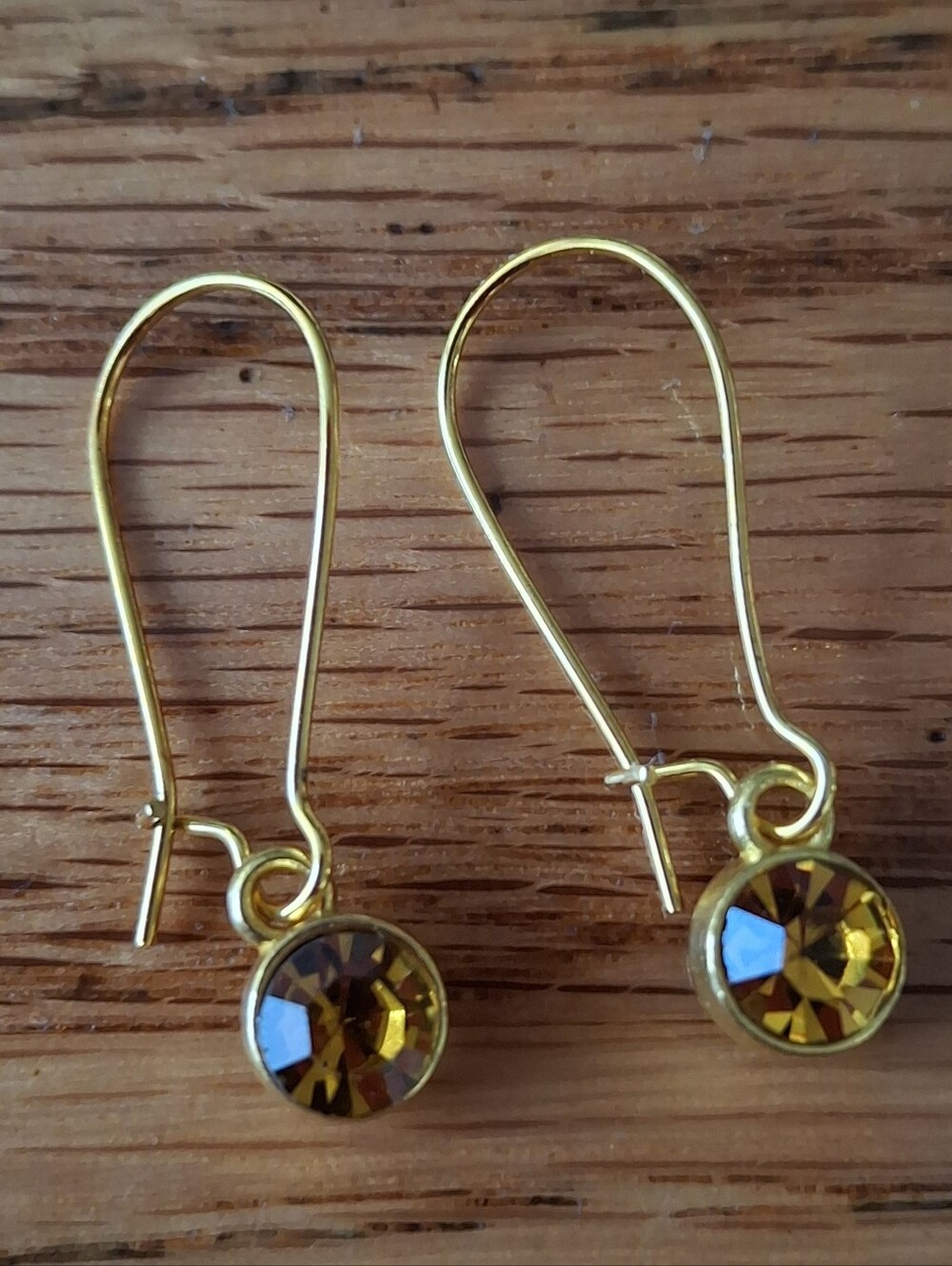 Gold-Tone Yellow Crystal Drop Earrings